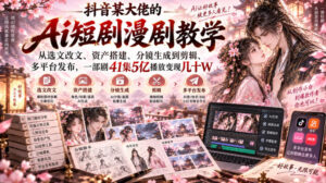 抖音某大佬的Ai短剧漫剧教学,从选文改文、资产搭建、分镜生成到剪辑、多平台发布,一部剧41集5亿播放变现几十W-宝藏屋创业网