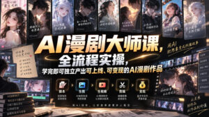 AI漫剧大师课，全流程实操，学完即可独立产出可上线、可变现的AI漫剧作品-宝藏屋创业网
