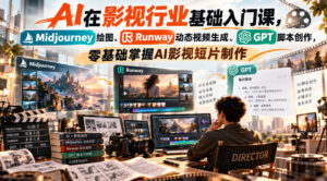 【无水印】AI在影视行业基础入门课,Midjourney绘图、Runway动态视频生成、GPT脚本创作,零基础掌握AI影视短片制作-宝藏屋创业网