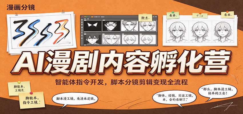 AI漫剧内容孵化营：智能体指令开发，脚本分镜剪辑变现全流程-宝藏屋创业网