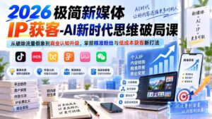 （20272期）2026极简新媒体IP获客-AI新时代思维破局课：从破除流量假象到商业认知升级，掌握精准粉丝与低成本获客新打法-宝藏屋创业网