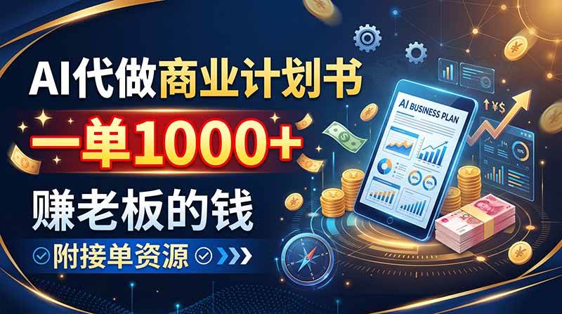 （20303期）AI代做商业计划书，一单1000+，赚老板的钱，附接单资源-宝藏屋创业网