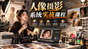 【无水印】人像摄影系统实战课程，色彩审美、构图布光、镜头运用、PS精修调色，附带作品打造与自媒体账号运营-宝藏屋创业网