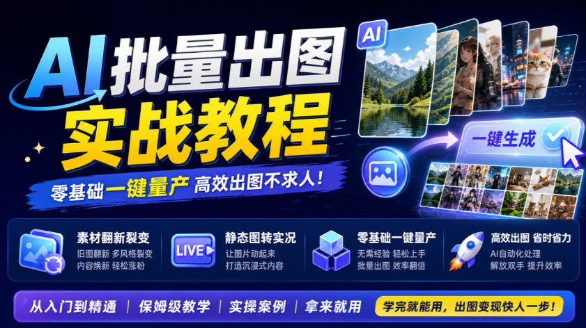 AI批量出图实战教程，素材翻新裂变，静态图转实况，零基础一键量产-宝藏屋创业网