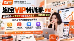 (20522期)淘宝VIP特训课-更新0917:蓝海选品+付费投放|短视频AI运营|大促起爆全流程,破解店铺无流量无利润难题-宝藏屋创业网