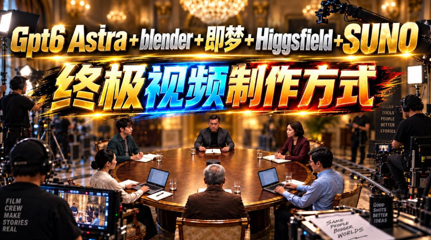 GPT-6 Astra+Blender+即梦+Higgsfield+Suno=终极视频制作方式！-宝藏屋创业网