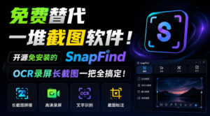 免费替代一堆截图软件！开源免安装的SnapFind，OCR录屏长截图一把全搞定！-宝藏屋创业网