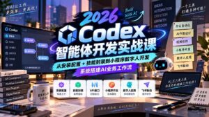 (20574期)2026Codex智能体开发实战课:从安装配置+技能封装到小程序数字人开发,系统搭建AI业务工作流-宝藏屋创业网