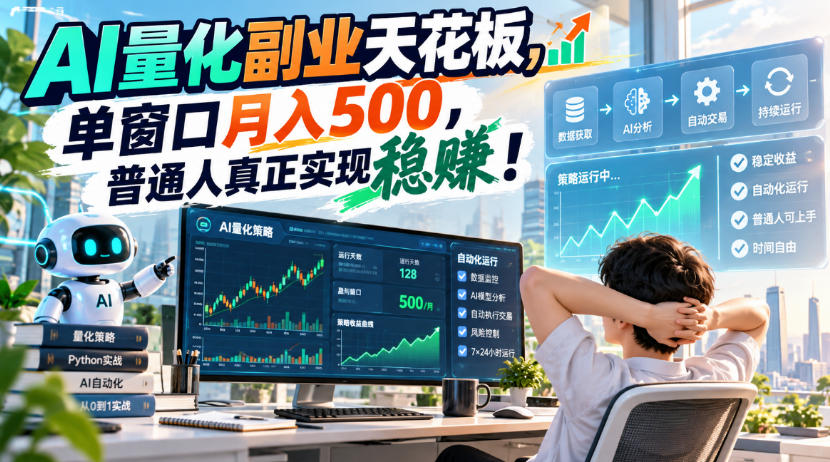 AI量化副业天花板，单窗口月入500，普通人真正实现稳賺！【揭秘】-宝藏屋创业网