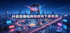 抖音直播电商操盘线下录音课:学习账号起号,多场景直播话术,算法投放与数据诊断优化-宝藏屋创业网