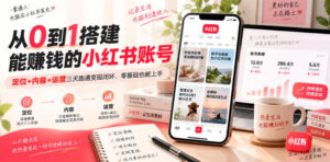 从0到1搭建能賺钱的小红书账号，定位+内容+运营三天跑通变现闭环-宝藏屋创业网