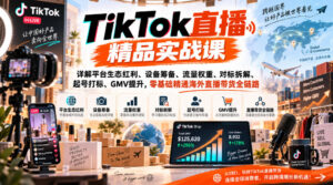 TikTok直播精品实战课，详解平台生态红利、设备筹备、流量权重、对标拆解、起号打标、GMV提升，零基础精通海外直播带货全链路-宝藏屋创业网