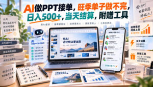 AI做PPT接单，旺季单子做不完，日入500+，当天结算，附赠工具【揭秘】-宝藏屋创业网