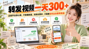 转发视频一天300+，正规平台放心做，不看播放量，无粉丝要求，只需要发布出去就有收益【揭秘】-宝藏屋创业网