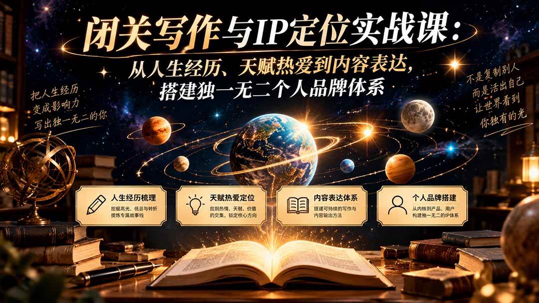 (20634期)闭关写作与IP定位实战课:从人生经历、天赋热爱到内容表达,搭建独一无二个人品牌体系 (20634期)闭关写作与IP定位实战课:从人生经历、天赋热爱到内容表达,搭建独一无二个人品牌体系