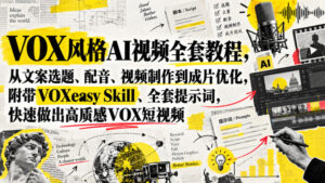 VOX风格AI视频全套教程,从文案选题、配音、视频制作到成片优化,附带VOXeasy Skill、全套提示词,快速做出高质感VOX短视频-宝藏屋创业网