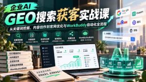 (20643期)企业AI GEO搜索获客实战课:从关键词挖掘、内容创作到官网优化与WorkBuddy自动化全流程-宝藏屋创业网