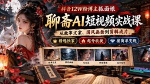 （20639期）抖音12W粉博主狐面娘-聊斋AI短视频实战课：从故事文案、国风画面到剪辑成片，精选独家+起号收徒+接商单变现-宝藏屋创业网