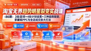 （20320期）淘宝无界趋势明星裂变实战课-86期：3处定词+4处计划设置+三种趋势裂变，掌握低PPC与全店成交放大打法-宝藏屋创业网