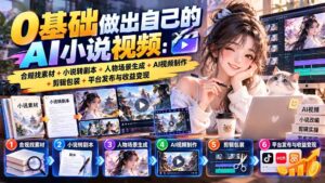 (20741期)0基础做出自己的AI小说视频:合规找素材+小说转剧本+人物场景生成+AI视频制作+剪辑包装+平台发布与收益变现-宝藏屋创业网