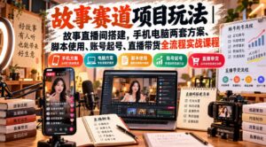 故事赛道项目玩法|故事直播间搭建,手机电脑两套方案、脚本使用、账号起号、直播带货全流程实战课程-宝藏屋创业网