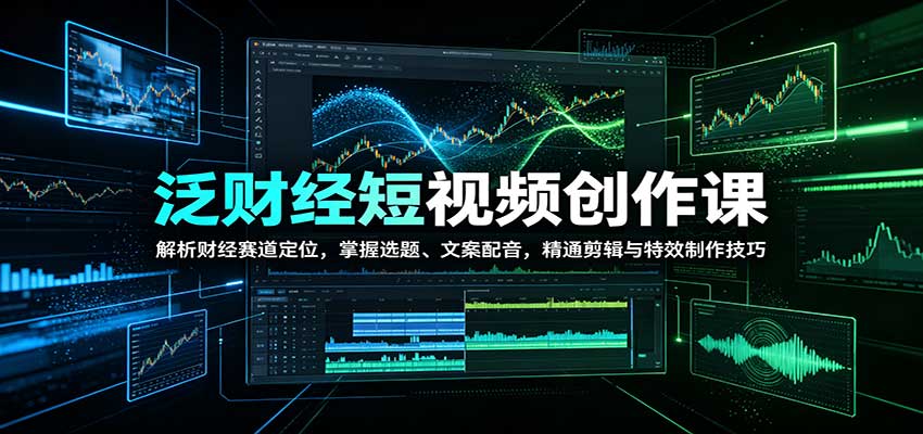 泛财经短视频创作课：解析财经赛道定位，掌握选题、文案配音，精通剪辑与特效制作技巧-宝藏屋创业网