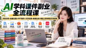 （20469期）AI学科课件副业全流程课｜对标分析+批量生图+PPT制作+文字还原+教案生成+商品上架与笔记引流变现-宝藏屋创业网
