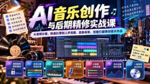 (20652期)AI音乐创作与后期精修实战课:从音频分离、快速扒带到人声克隆、混音母带,完整打磨原创音乐作品-宝藏屋创业网