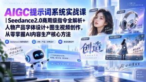 (20559期)AIGC提示词系统实战课-无水印|Seedance2.0商用级指令全解析+人物产品字体设计+图生视频创作,掌握AI内容生产方法-宝藏屋创业网