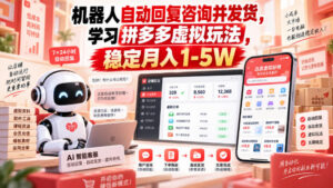 机器人自动回复咨询并发货,学习拼多多虚拟玩法,稳定月入1-5W【揭秘】-宝藏屋创业网