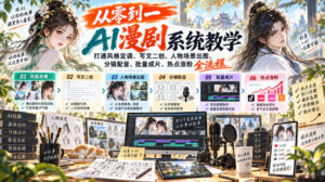 从零到一AI漫剧系统教学,打通风格定调、写文二创、人物场景出图、分镜配音、批量成片、热点涨粉全流程-宝藏屋创业网