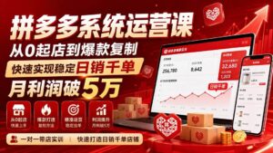 （20547期）拼多多系统运营课-无水印(更新9月)，从0起店到爆款复制，快速实现稳定日销千单，月利润破5万-宝藏屋创业网