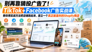 别再靠猜投广告了！TikTok+Facebook广告实战课，教你用实战方法把店铺跑起来，建立一个真正能盈利的Shopify商店【原创双语字幕】-宝藏屋创业网