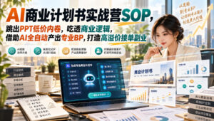 AI商业计划书实战营SOP，跳出PPT低价内卷，吃透商业逻辑，借助AI全自动产出专业BP，打造高溢价接单副业-宝藏屋创业网