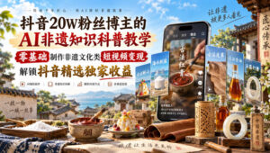 抖音20W粉丝博主的AI非遗知识科普教学,零基础制作非遗文化类短视频变现,解锁抖音精选独家收益-宝藏屋创业网