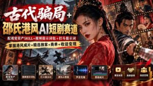 (20684期)古代骗局+邵氏港风AI短剧赛道:配视觉资产SKILL+视频提示词包+打斗提示词,掌握港风成片+精选独家+商单+收徒变现-宝藏屋创业网