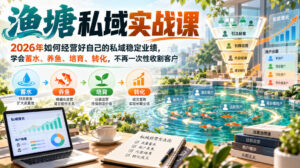 渔塘私域实战课，2026年如何经营好自己的私域稳定业绩，学会蓄水、养鱼、培育、转化，不再一次性收割客户-宝藏屋创业网