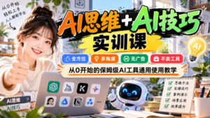 AI思维+AI技巧实训课,全方位、多角度、无广告、不卖工具,从0开始的保姆级AI工具通用使用教学-宝藏屋创业网