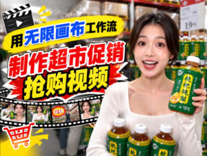 无限画布超市促销抢购视频工作流,一键产出TikTok抖音带货短视频-宝藏屋创业网