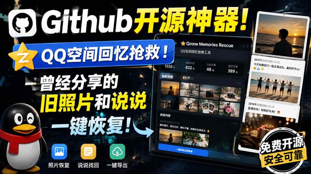 （20181期）Github开源神器！QQ空间回忆抢救！曾经分享的旧照片和说说一键恢复！-宝藏屋创业网