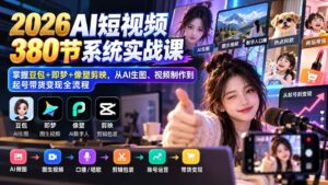 (20707期)【无水印】2026AI短视频380节系统实战课:掌握豆包+即梦+像塑剪映,从AI生图、视频制作到起号带货变现全流程-宝藏屋创业网