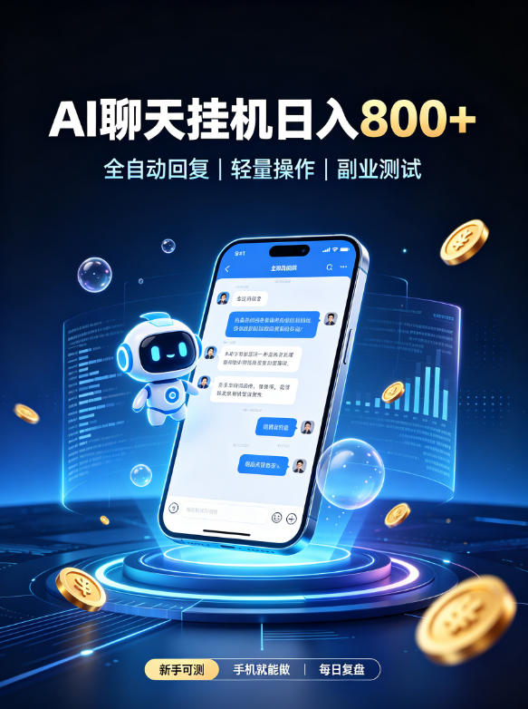 AI聊天挂G项目，日入800➕，全自动操作，适用个人副业，支持工作室矩阵操作【揭秘】-宝藏屋创业网
