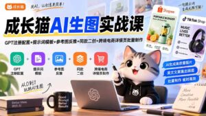 (20482期)成长猫AI生图实战课|GPT注册配置+提示词模板+参考图反推+同款二创+跨境电商详情页批量制作-宝藏屋创业网