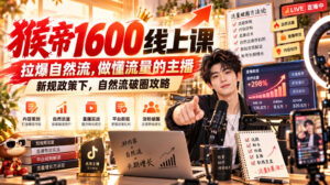 猴帝1600线上课,拉爆自然流,做懂流量的主播,新规政策下,自然流破圈攻略【更新260926】-宝藏屋创业网