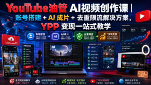 YouTube油管AI视频创作课|账号搭建+AI成片+去重限流解决方案,YPP变现一站式教学(更新0925)-宝藏屋创业网