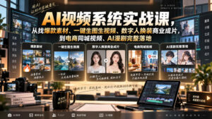 AI视频系统实战课,从找爆款素材、一键生图生视频、数字人换装商业成片,到电商同城视频、AI漫剧完整落地-宝藏屋创业网