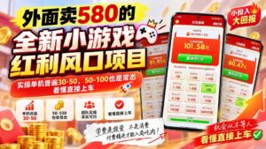 （20519期）外面卖580的全新小游戏红利风口已炸场，实操单机普遍30-50，50-100也是常态，看懂直接上车-宝藏屋创业网