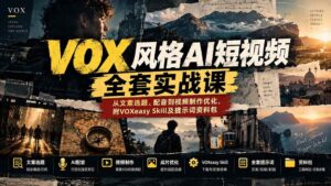 (20677期)【无水印】VOX风格AI短视频全套实战课:从文案选题、配音到视频制作优化,附VOXeasy Skill及提示词资料包-宝藏屋创业网