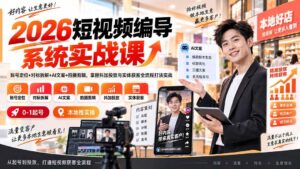 (20305期)2026短视频编导系统实战课:账号定位+对标拆解+AI文案+拍摄剪辑,掌握抖加投放与实体获客全流程打法实战-宝藏屋创业网