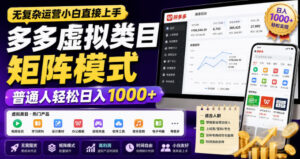 无复杂运营小白直接上手,多多虚拟类目矩阵模式,普通人轻松日入1000+【揭秘】-宝藏屋创业网